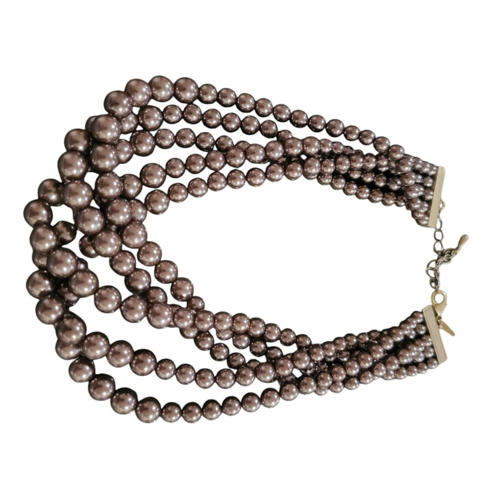 Women's Lia Sophia Brown Pearl Necklace OS - Picture 6 of 6